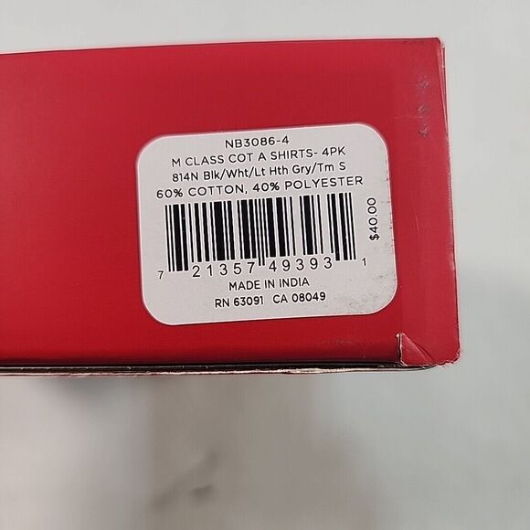 NEW BALANCE Men's Cotton Rib A Shirt Tank Top Size S 4 Pack White Black Gray Red - Picture 4 of 5